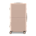 July Checked Trunk - 26.8" Zipperless Airline Approved Check In Luggage with Wheels, 80/20 Opening Spinner Suitcase - TSA Lock Rolling Suitcase, Spinner Wheels, Y-Strap - Matte Light Sand
