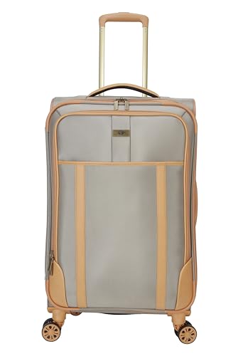 Dockers Seahorse Softside Expandable 8-Wheel Spinner Travel Checked Luggage, 24-Inch, New British Khaki