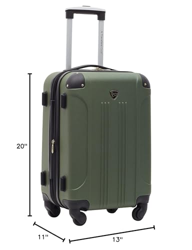 Travelers Club Chicago Hardside Expandable Spinner Luggage, Thyme Green, 22" Carry-On