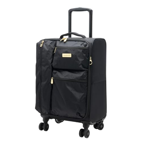 Samantha Brown 22" Soft Side Spinner, Expandable, Polyester, 14x11x22 Inch, 6.6 lbs (Black)