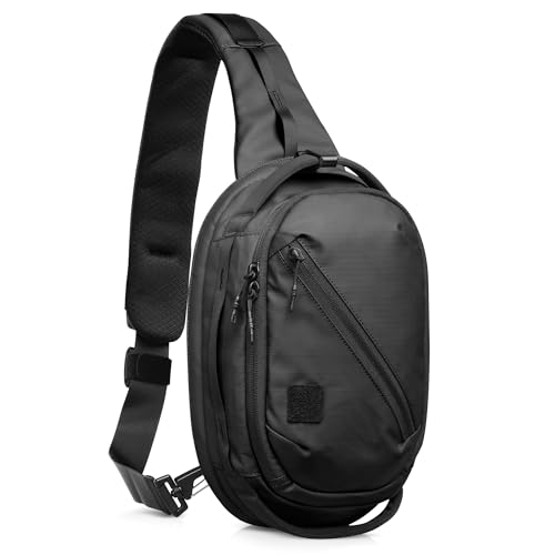Savior Equipment Obscura Sling Bag Tactical EDC Crossbody Case Pistol Bag, Low-Profile Design Holster Compatible Single Pistol Soft Case with Rapid Access Admin Pocket (Blackout, Medium (5L))