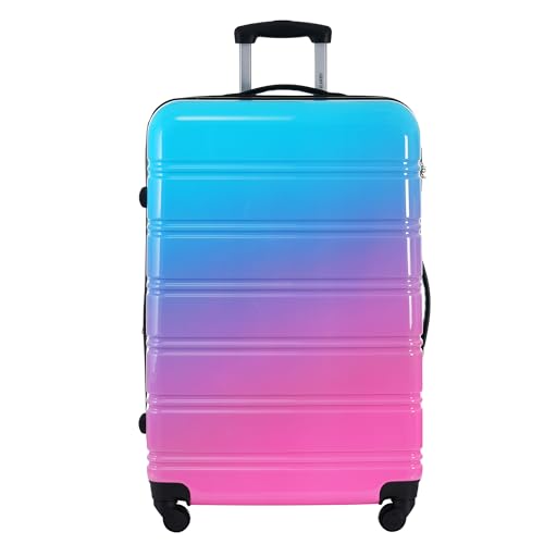 Merax 3-Piece Luggage Set (20" 24" 28"), Gradient Color Hardshell Suitcases,Expandable For Up to 25% More Space, With Scratch-Resistant Surface, Four Multi-directional Wheels,100% PC,Blue and Red