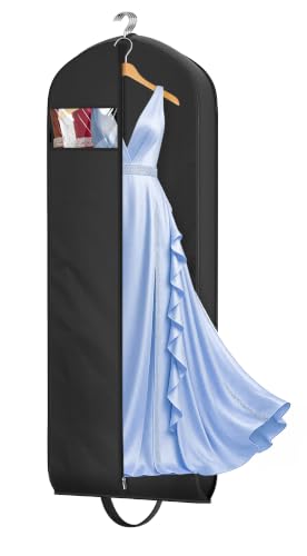 MISSLO 65" Long Garment Bags for Travel for Women 4" Gusseted Dress Bags for Gowns Waterproof Dress Protector Bag for Closet Storage Clothing Covers for Hanging Clothes Wedding Dresses Storage