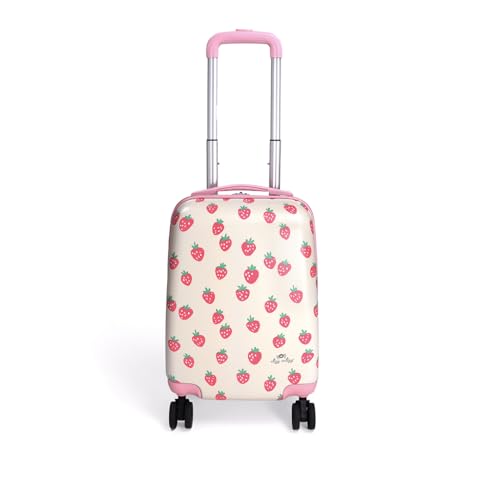 Itzy Ritzy Toddler Suitcase with Adjustable Handle, 360-Degree Spinner Wheels, 2 Interior Compartments and Hard Shell Design – Perfect Kids Luggage with Wheels for Ages 3 and Up (Strawberry)