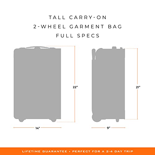 Briggs & Riley 22" Carry-On 2-Wheel Garment Bag - Carry On Luggage for Travel, Suitcases with Wheels, Softside Rolling Bag for Men & Women, Built in Hook for Clothes - Baseline Collection, Black