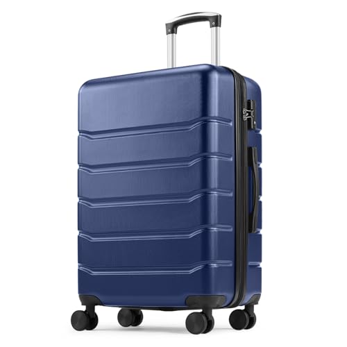 Sweetcrispy 28 Inch Checked Luggage, ABS Lightweight Rolling Hard Shell Suitcase with Smooth Spinner Wheels, Built-in TSA Lock, Durable Travel Suitcase for Business and Vacation Trip, Blue