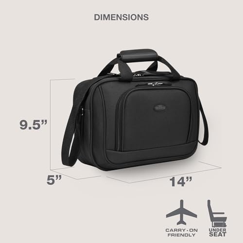 U.S. Traveler Rio 14" Travel Tote Bag, Lightweight 1200D Carry-On Bag for Women & Men, Black