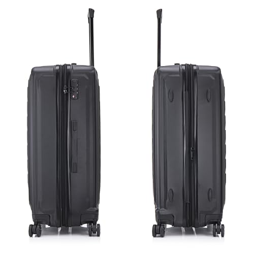 US ARMY Fox Pro 3 Pcs Set Expandable Suitcase with TSA Lock | 20, 24, 28 inch Lightweight Hardshell Luggage with Spinner Wheels, Chevron Icon, Gel Handle, Retractable Trolley, Side Studs | Black