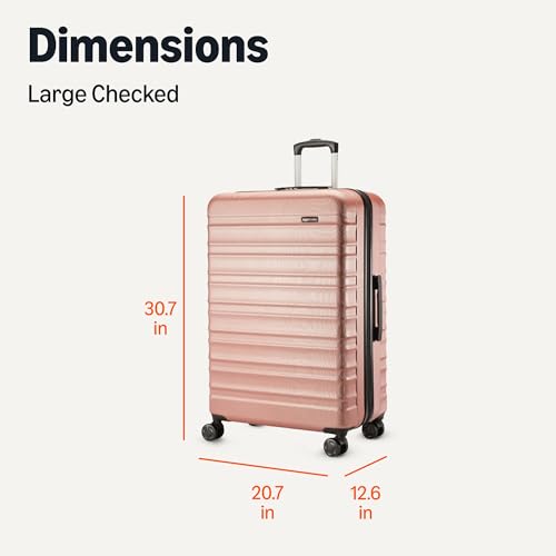 Amazon Basics 30" Hardside Large Checked Luggage, Expandable For Up to 15% More Space, Scratch-Resistant Surface, Four Multi-directional Wheels, Rose Gold