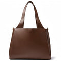 July Juliette Soft Work Tote - Tote Bag for Women with Laptop Sleeve, Detachable Crossbody Strap, Pass-Through Band, Drink Bottle Holder, Modern Tote Bag for Work & Travel, 18L - Chocolate Brown
