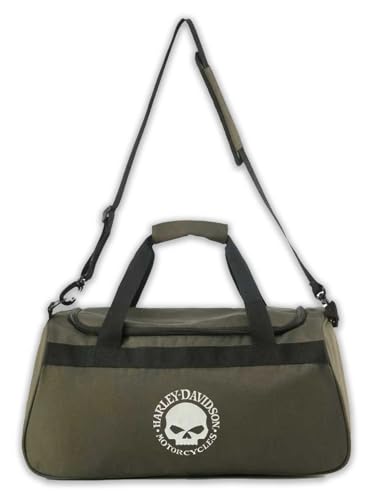 Harley-Davidson Willie G Skull Graphic Rugged Duffel Bag, Army Green