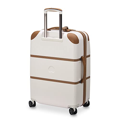 DELSEY PARIS Chatelet Air 2.0 Checked Suitcase 24 Inch Medium, Hardside Polycarbonate Luggage, Dual-Density Spinner Wheels, TSA Lock, Angora