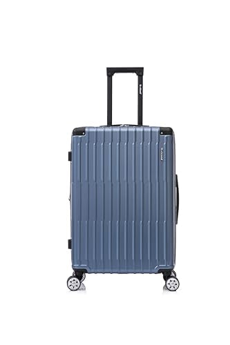 Rockland Huntington 3 Piece Luggage Set, 2 Piece Hard Case Upright Luggages with Spinner Wheels and a 14" Polyester Tote Bag, (20"/28"/14" Tote), Blue