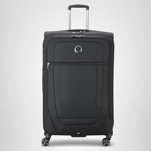 DELSEY PARIS Helium DLX Softside Expandable Luggage with Spinner Wheels, Black, Checked-Medium 25 Inch