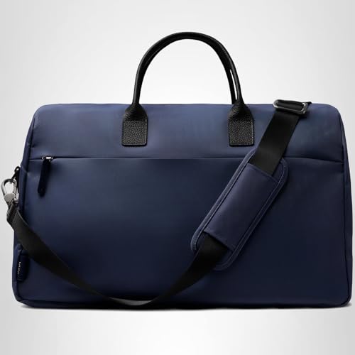 July Carry All Split Weekender - Stylish Carry On Bag for Personal & Work, Zipped Pockets & Pass-Through Band, Weekender Bag, Travel Bag Flight Approved, Clamshell Opening - 28L, French Navy
