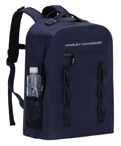 Harley-Davidson Waterproof Backpack, H-D Logo & Adjustable Straps – Blue