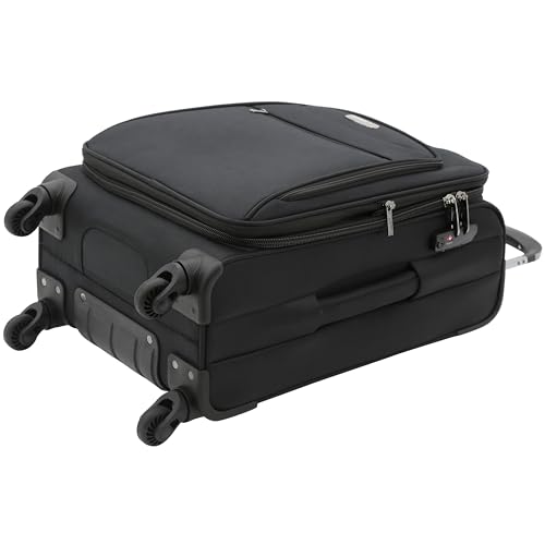 TRAVELERS CLUB Explorer 28" Suitcase Expandable Softside Spinner Check-in Luggage With 360 4 Wheel System - BLACK