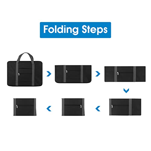 Narwey Carry on Luggage 22x14x9 Airline Approved Foldable Duffle Bag for Travel Packable Duffel Bag for Traveling Airplane for Women and Men 40L (Black (With Shoulder Strap))