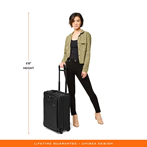 Briggs & Riley Essential 22" 2-Wheel Expandable Carry On - Luggage for Travel, Suitcases with Wheels, Softside Rolling Bag for Men & Women, Self-Repairing Zipper - Baseline Collection, Black