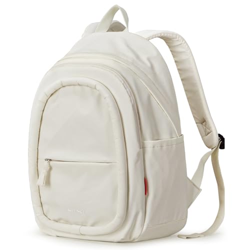 mixi Sweet Design Women Backpack Girls Cute Book Bag with Shockproof 15.6" Laptop Pocket Casual Daily Light Weight, Pearl White