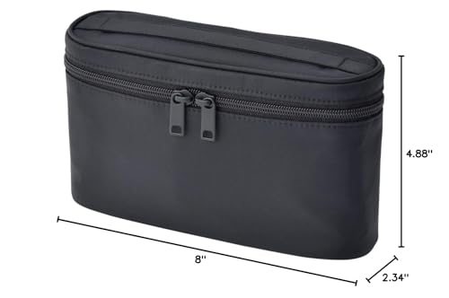 MUJI 02869076 Nylon Pouch with Handle, Thin, Black, Approx. 4.9 x 8.1 x 2.4 inches (12.5 x 20.5 x 6 cm)