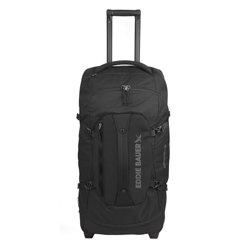 Eddie Bauer Expedition Rolling Duffel Bag with Wheels | Travel | Check-In | Luggage | Rugged | Durable - Black, 30"