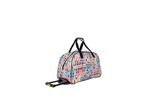 Lucas Designer Carry On Luggage Collection - Lightweight Pattern 22 Inch Duffel Bag- Weekender Overnight Business Travel Suitcase with 2- Rolling Spinner Wheels (CREAM, 22in)
