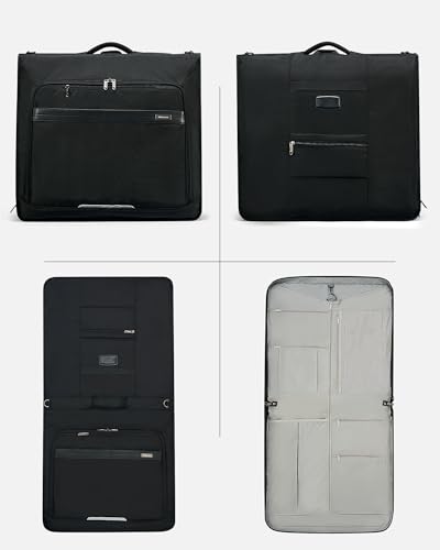 Hanke Premium Garment Bags for Travel, Business Travel Suit Bag with Wrinkle-Free System, Fits 4 Suits & 17.3'' Laptop, Carry On Garment Bag with Shoe Compartment, Shoulder Strap, Black