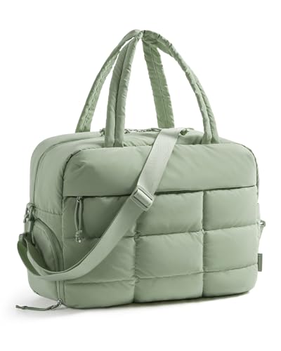 BAGSMART Gym Bag for Women, Carry on Travel Duffel Bag, Water-resistant Weekender with Shoe Compartment for Gym Travel Work, Green, Medium