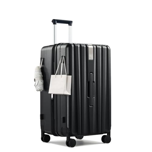 Hanke 24 Inch Plus Expandable Luggage Large Suitcases with Wheels, Medium Checked Luggage Hard Shell Suitcases, PC Trunk Luggage Extra Large Suitcase with Lock for Women Men(Jet Black)