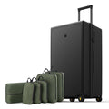 LEVEL8 Luminous 28 Inch Black Luggage with 6 Set Packing Cubes