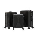 Karl home Luggage Sets 3 Piece, PP Hard Case Suitcase Set with Built-in Lock Spinner Wheels, Lightweight Durable Carry on Luggage for Business Travel - Black (20"/24"/28")