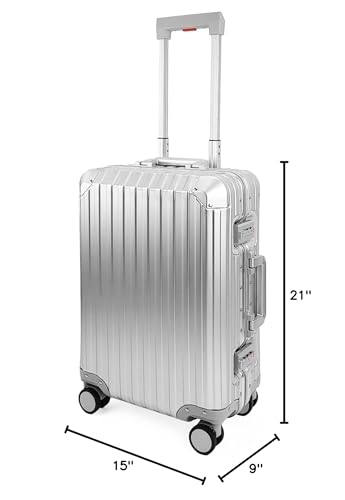 GLX2 X2 All Aluminum Luggage Suitcase 3 Sizes (20",26",29") TSA Lock Carry On Silver (20" Carry On)