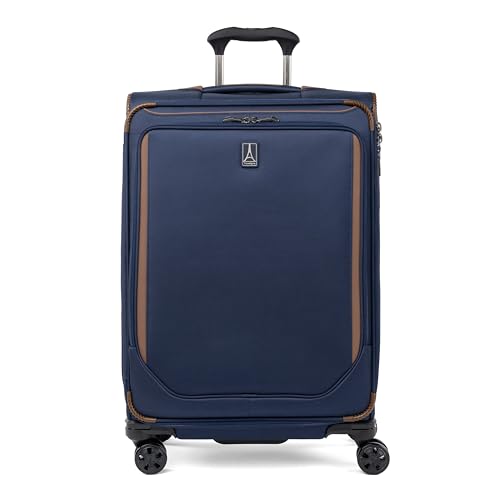 Travelpro Crew Classic Lightweight Softside Expandable Checked Luggage, 8 Wheel Spinner Suitcase, TSA Lock, Men and Women, Checked Medium 25-Inch, Patriot Blue