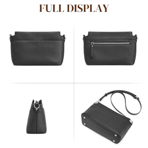S-ZONE Crossbody Bags for Women Genuine Leather Purses Small Shoulder Bag Designer with Adjustable Strap