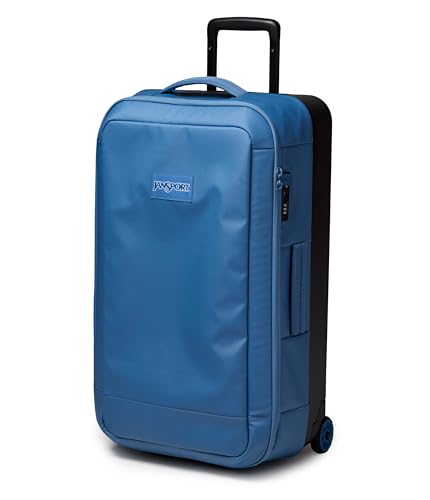 Jansport Good Latitude 95L Rolling Duffel Bag - Checked Bag, Heavy Duty Travel Suitcase with Wheels, TSA Lock & Polycarbonate Hard Shell Bottom, Elemental Blue