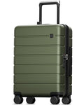 LUGGEX Carry On Luggage 22x14x9 Airline Approved,HUP3 Accelerate Access with DiHook, Handy Pouch, 20 inch Expandable Hard Shell Suitcases with Spinner Wheels (EX-Enhance,Olive Green,20 Inch,37L-41L)
