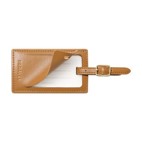 Paravel Luggage Tag | Made with Recycled Vegan Leather | Premium Leather Luggage Tag | Atlas Tan