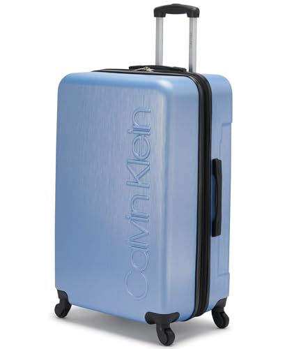 Calvin Klein Women's Hard Side Upright Luggage Spinner Light Weight Suitcase, Forever Blue, Large