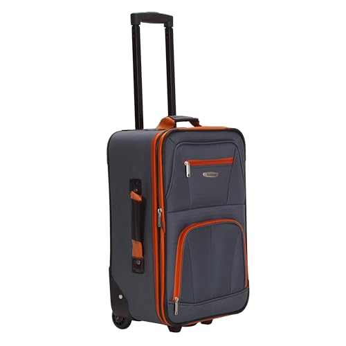 Rockland Fashion Softside 2 Piece Luggage Set, Expandable, (14" Tote/19" Upright), Charcoal