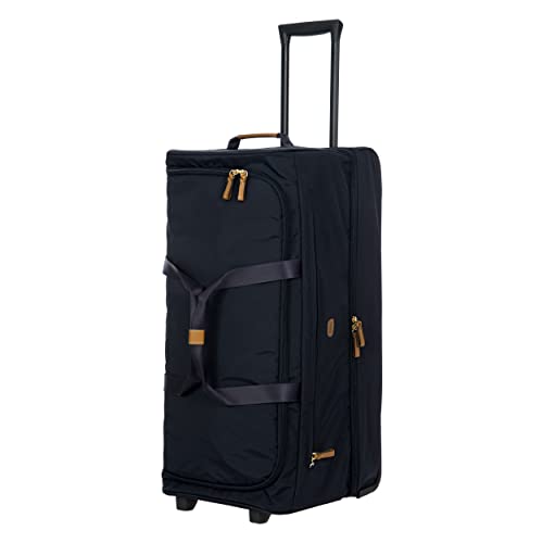 Bric's X-Travel 30-Inch Rolling Shoe Duffle, Wheeled Travel Bag with Dual-Access Shoe Compartment, Telescoping Handle, Tie-Down Straps and Leather Top Handle – Navy