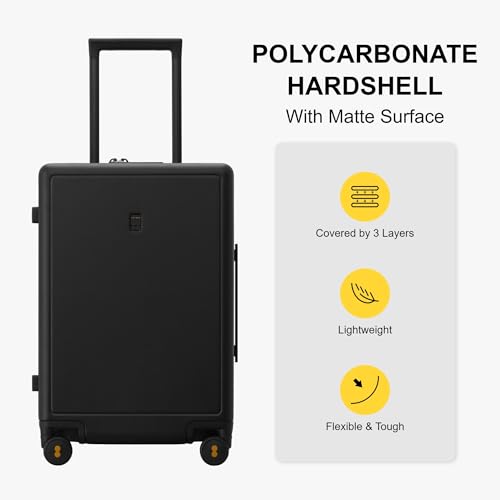 LEVEL8 Elegance Matte Luggage Set, 20 Inch Carry-on Luggage, 24&28 Large Suitcase Lightweight Hardside Suitcases with Wheels,Tsa Lock,3-Piece Set(20/24/28), Black