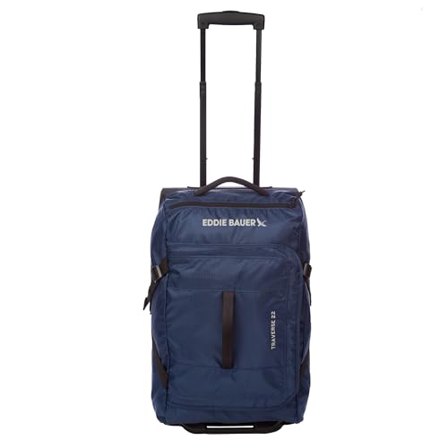 Eddie Bauer Traverse Luggage | Roller Wheels | Telescoping Handle | Travel | Vacation | Ripstop Nylon - Medium Indigo, 22"