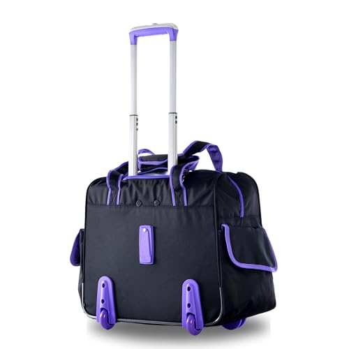 Olympia U.S.A. Deluxe Lightweight Rolling Overnighter Case Overnight Laptop Bag Weekender Travel Carry-On Suitcase Luggage with Wheels and Adjustable Push-Down Handle