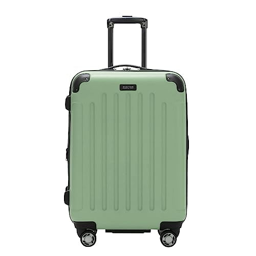 Kenneth Cole REACTION Renegade Luggage Expandable 8-Wheel Spinner Lightweight Hardside Suitcase, Seafoam, 24-Inch Checked