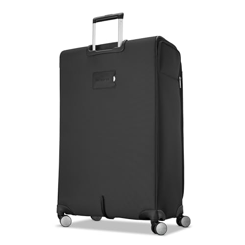 Samsonite Soft-Sided 29-Inch Lightweight Large Checked Expandable Element Suitcase: Durable, 360° Spinner Wheels, Adjustable Telescopic Handle, 2 Front & 1 Side Pocket- Black