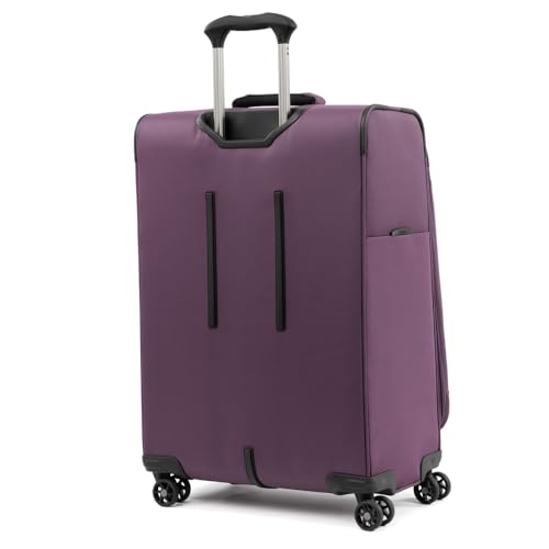 Travelpro Tourlite Softside 25" Expandable Luggage with 4 Spinner Wheels, Lightweight Suitcase, Checked Medium, Deep Purple