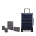 LEVEL8 Road Runner 20" Carry-On Luggage with Front Pocket plus 4 PC Organizer Packing Cubes - Navy Blue, 20-Inch Carry-On