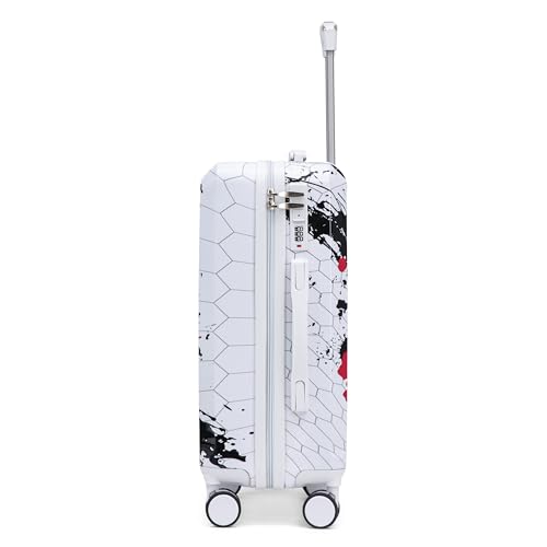 Japovker 3 Piece Luggage Set, 20/24/28 Inch PC Hardshell Suitcases with Printed Pattern, Lightweight Carry On with TSA Lock, 360° Spinner Wheels, Checked Family Travel Luggage sets (Black)
