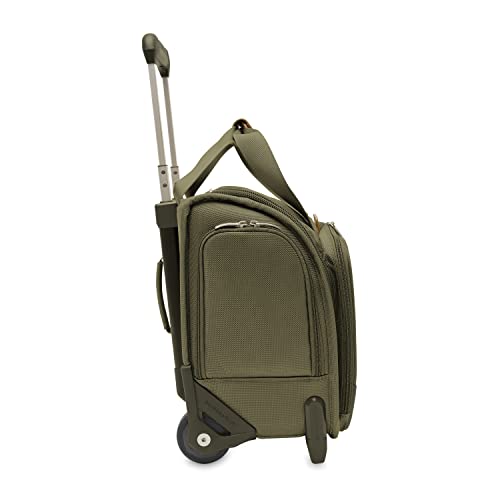 Briggs & Riley 2-Wheel Cabin Bag - Carry On Luggage for Travel, Suitcases with Wheels, Softside Rolling Bag for Men & Women, Interlocking Handle, Self-Repairing Zipper - Baseline Collection, Olive